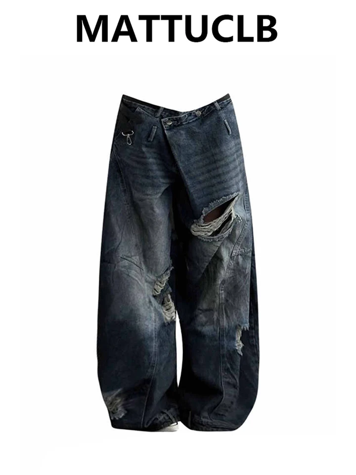 Women Summer Goblin Core Baggy Ripped Jeans Grunge Japanese Low