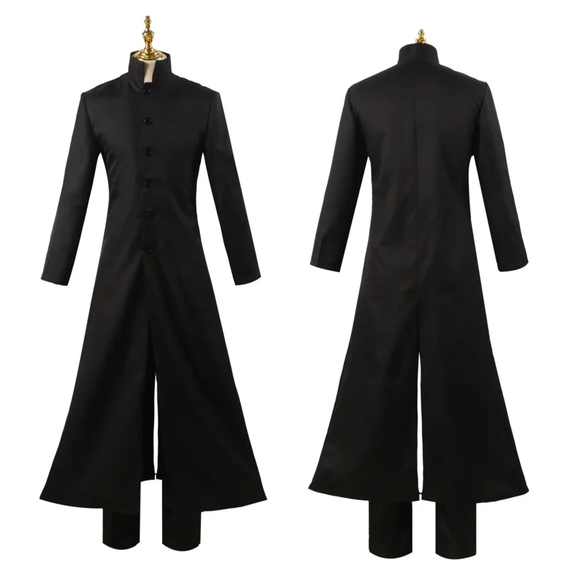 Costom Made Matrix Cosplay Costume Neo Black Men Women Long Trench Coat Jacket Uniform Halloween Party Stage Performance Suit