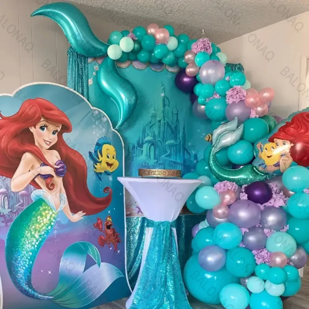 Kit de arco de guirnalda de globos de 96 piezas, globos de concha decorados con tema de sirena, decoraciones de celebración navideña de cumpleaños, aniversario