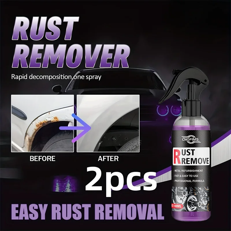 [Heavy-Duty Rust Remover Spray] 2pcs Heavy-Duty Rust Remover Spray - Rapid Degradation Composition, One-Spray Formula, No Scrubb