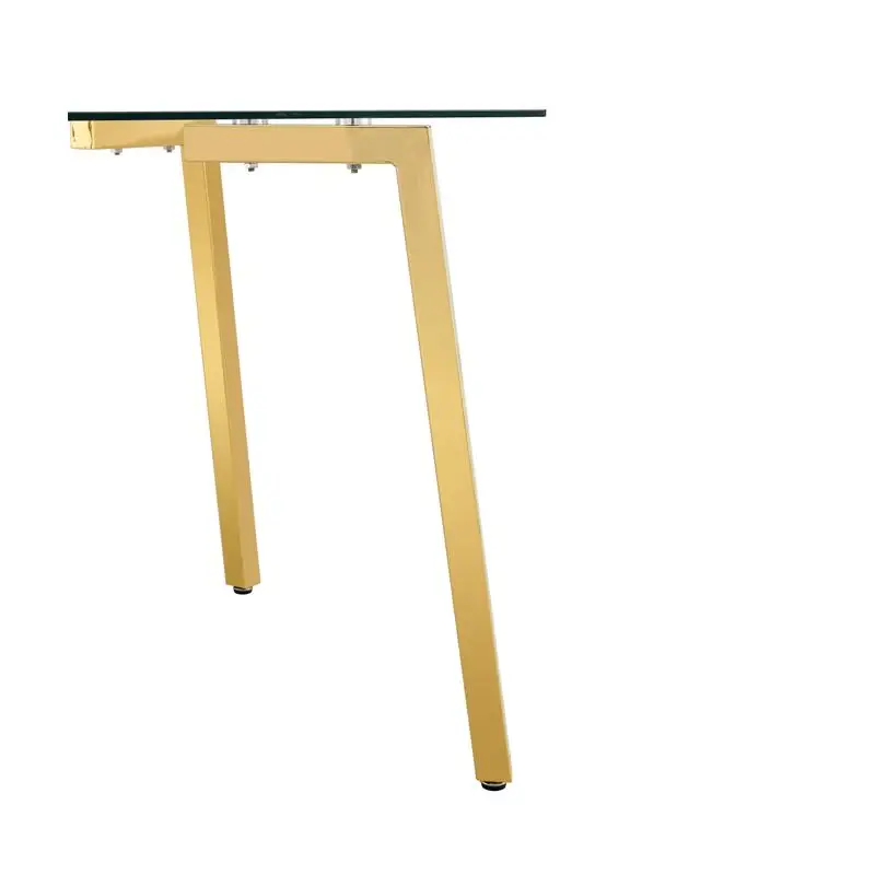 Transparent Glass Dining Table, 130x80x8mm, Gold Legs, Modern Design