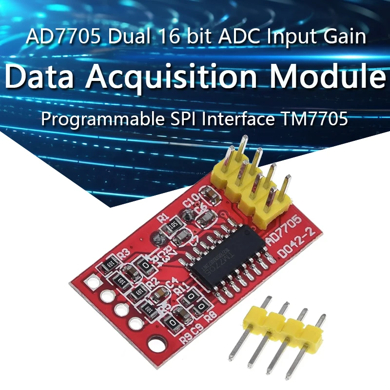 

AD7705 Dual 16 bit ADC Data Acquisition Module Input Gain Programmable SPI Interface TM7705