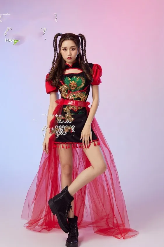 National Chaofeng Performance Clothing Female Singer Jazz Dance DS New Year's Eve Performance Clothing New Year's Day Cheongsam