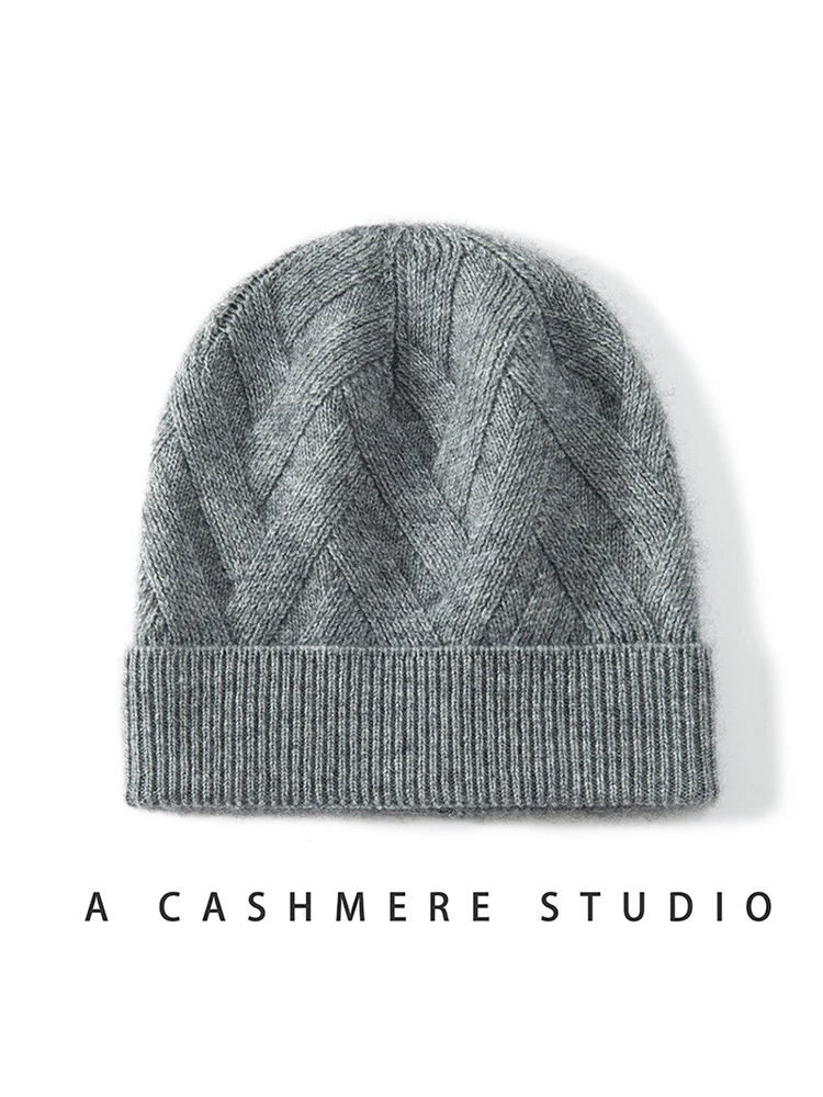 Cashmere Cap Unisex Knitted Beanie High Quality Warm Padded Leisure Hats For Men and Women Winter Outdoor Cashmere Hats