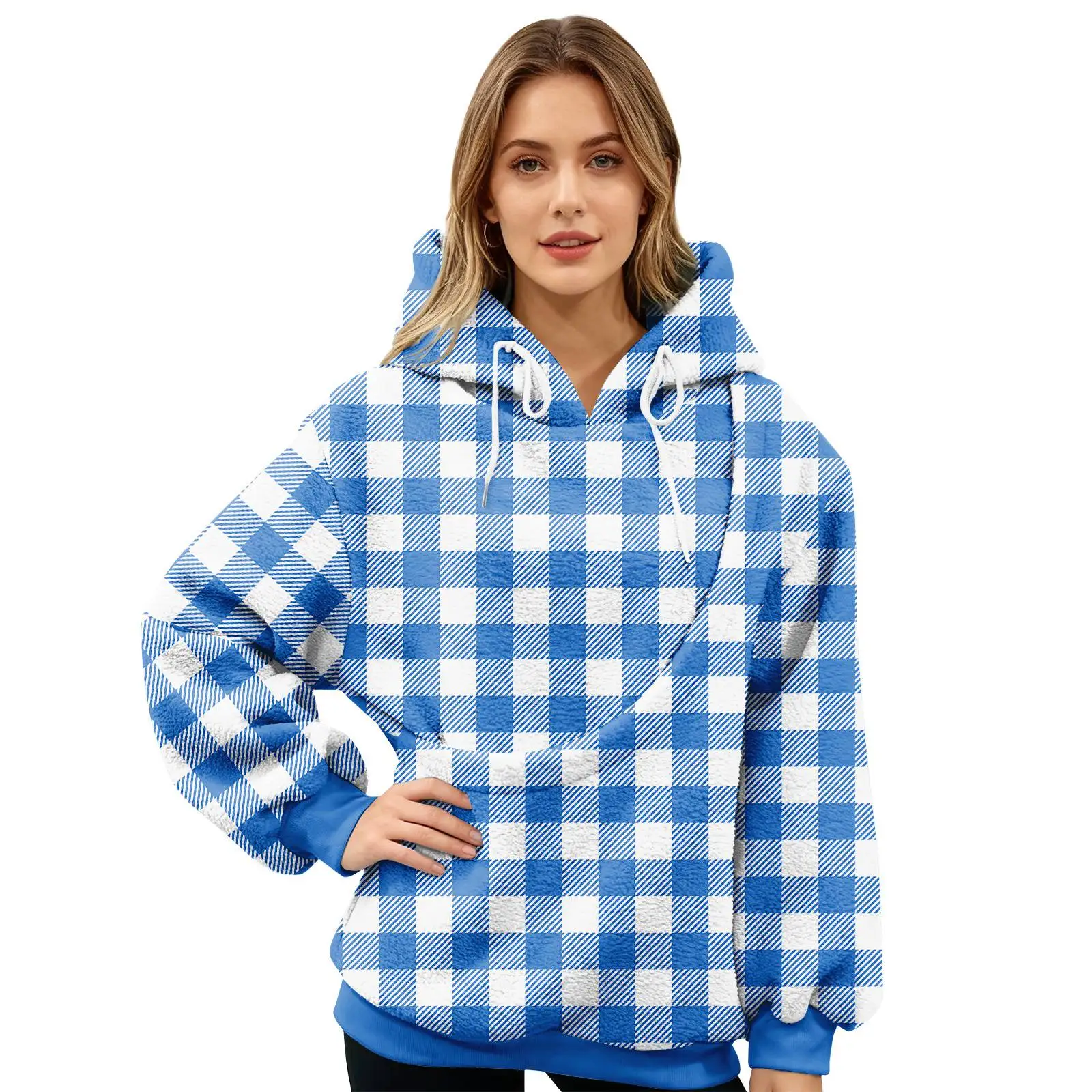 New Women'S Plaid Print Pullover Top Long Sleeve Sports Pet Bag Sports Shirt Pet Cat And Dog Pocket Holder Top Woman Clothing