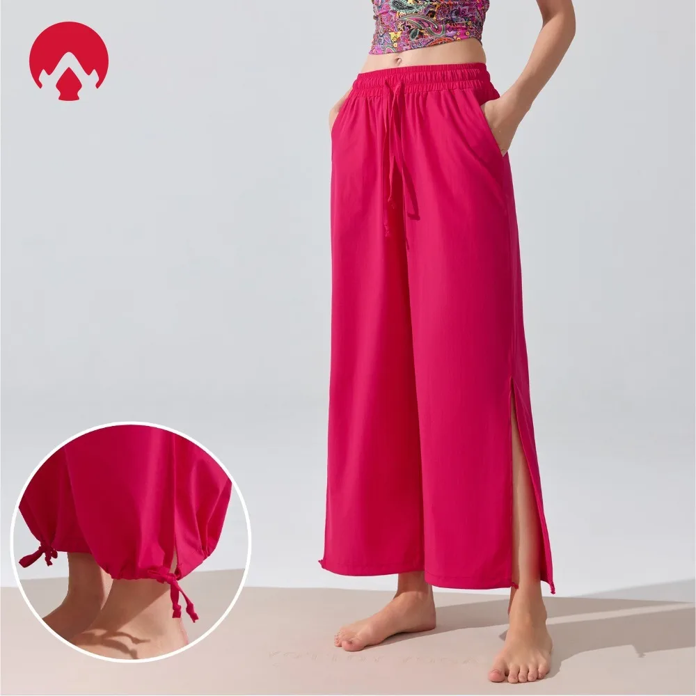 High Waisted Wide Leg Pants Women - Loose Fit Cuffed Yoga Pants, Trousers Pilates, Gym Workout & Fitness Activewear Bottoms