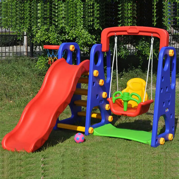 

Factory Price Children Kids Indoor Play Equipment Playground Toys Plastic Slide and Swing Combination Set for Toddlers