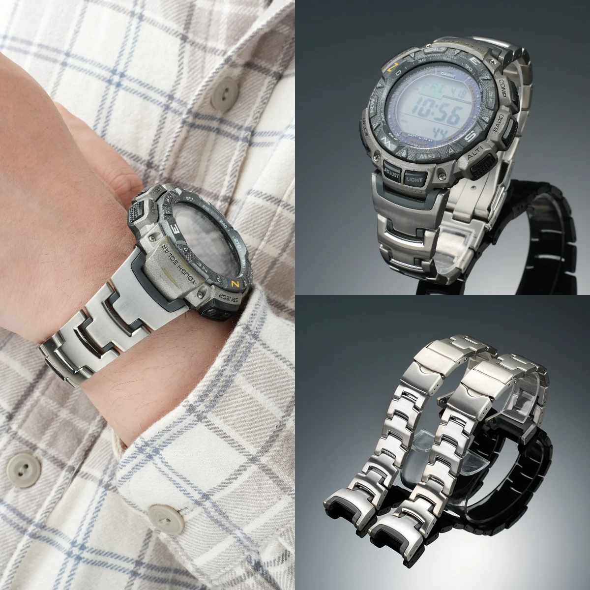 

For Casio PROTREK Strap 3206 3135 PRG-130Y PRW-1500 PRG-240 Men Bracelet Modified titanium alloy Watch band mountain Watch chain