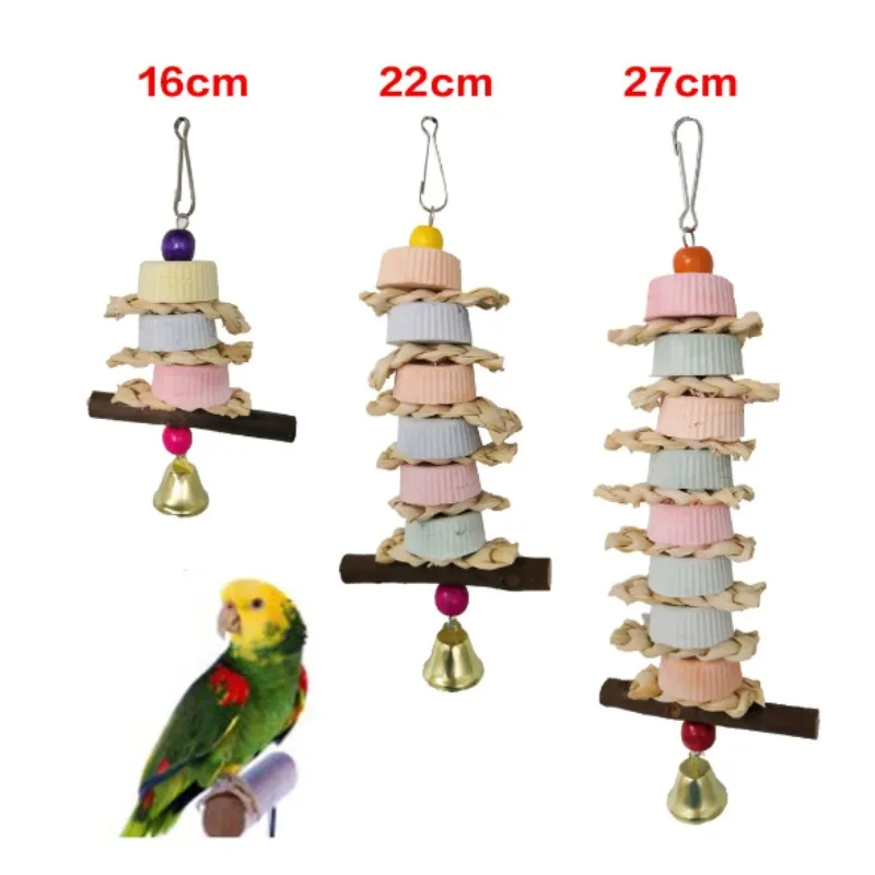 Parrot calcium supplementation and bite supplies, bird toy grinding stone bite string, straw corn skin toy apple branch bite