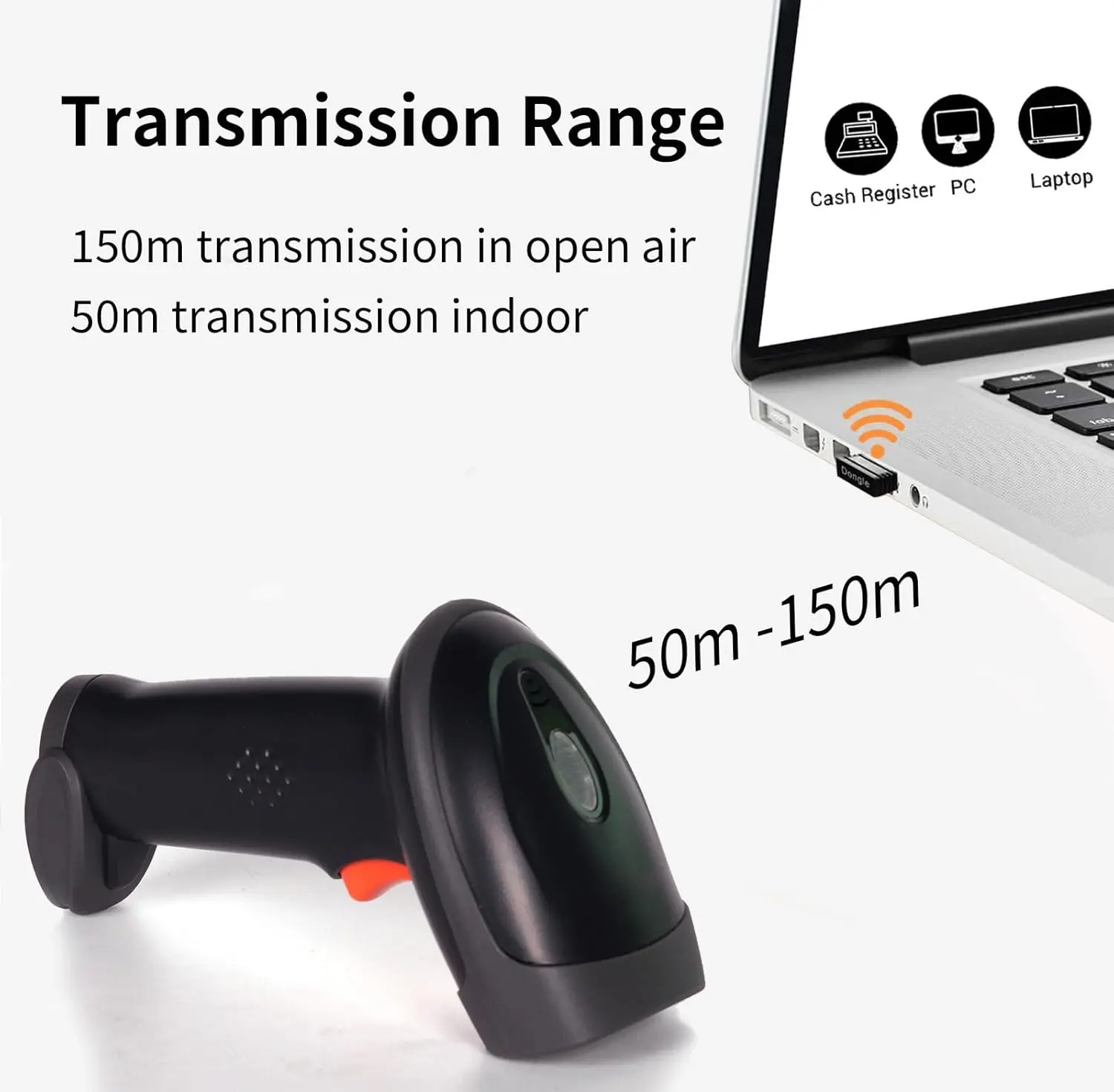Barcode Scanner 2.4G Wireless / Bluetooth 1D 2D QR Bar Code Reader USB Wired for Warehouse Inventory POS System PC
