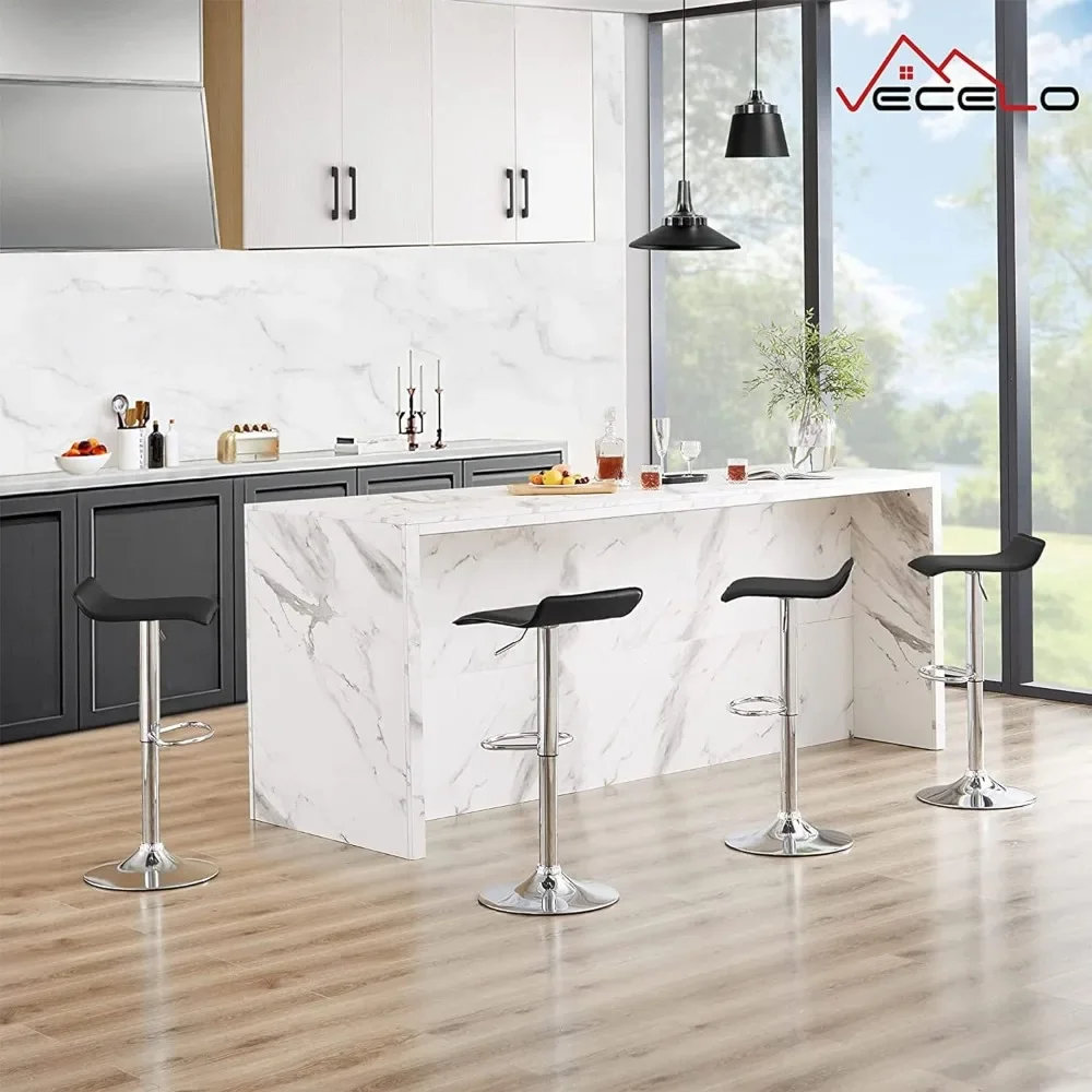 Bar Stools Set of 4, Armless Adjustable Swivel Barstools, Modern Backless Counter Height Stools for Kitchen