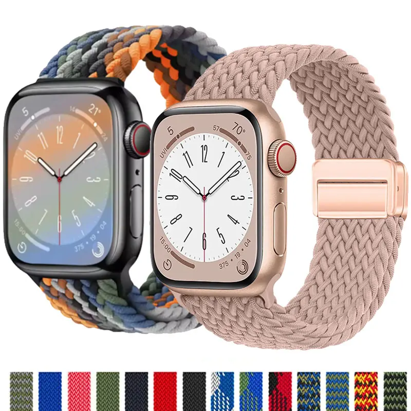 Magnetic Straps for Apple Watch Band 10 46mm 42mm 40mm 44mm 45mm Braided Loop Bracelet Correa iWatch Series 10 9 8 7 Ultra 2 49m