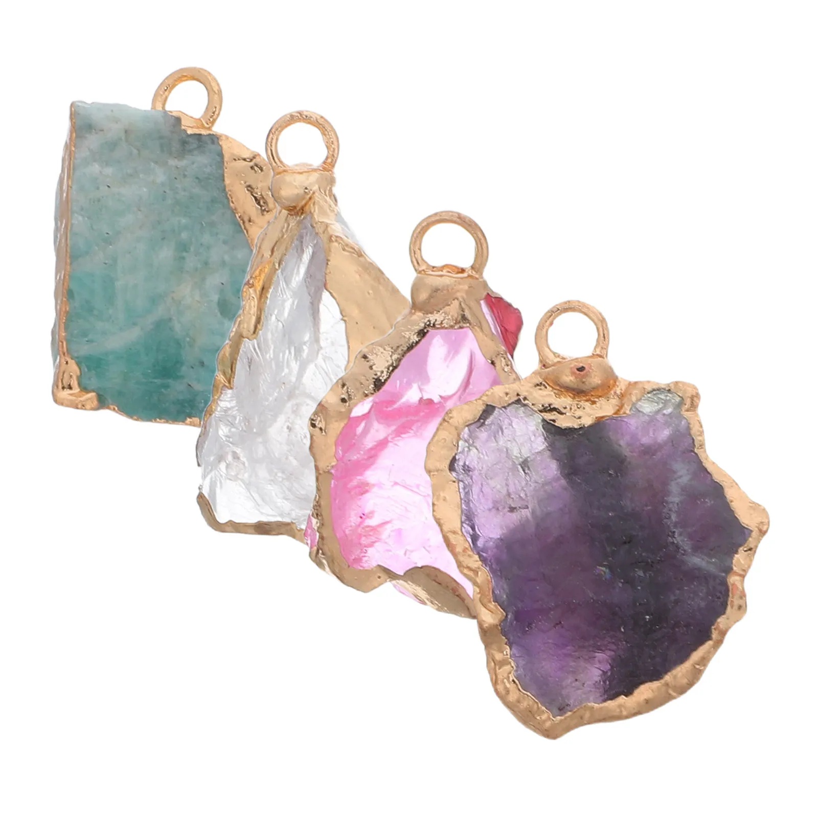 4Pcs Natural Stone Crystal Pendants Irregular Organic Shapes Smooth Edges for Jewelry Making Necklace Earring Craft Supplies