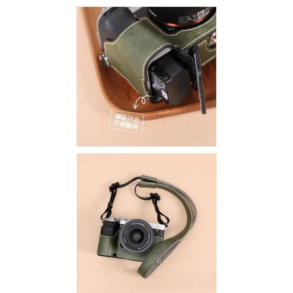 A7CII Micro-single Camera bag a7cr Portable protective case  For Sony A7CR A7C2 PU Leather case base + 1 PCS Free Cleaning Pen