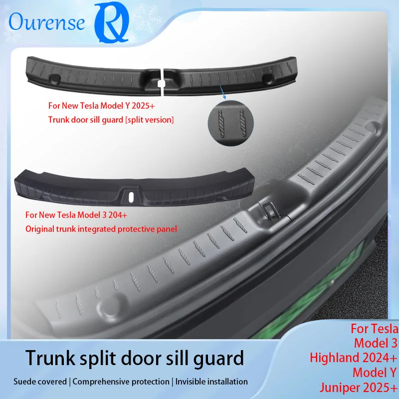 guard plate For Tesla Model Y Juniper 2025 2026 Trunk Threshold Strip TPE Mats Sill Guard Rear Cargo Kick Pad Protector Interio