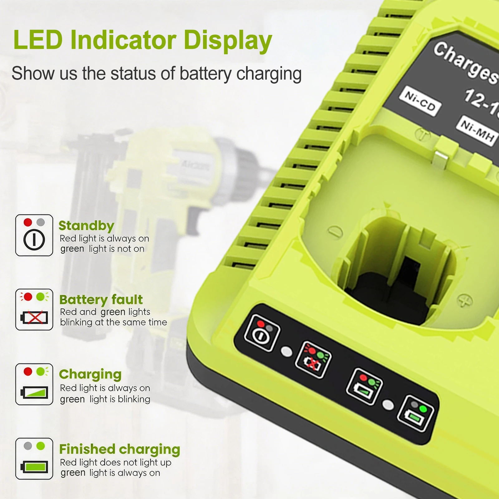 P117 Fast Charger for Ryobi 18V Battery P108 P102 P197 Dual Port Charger Station