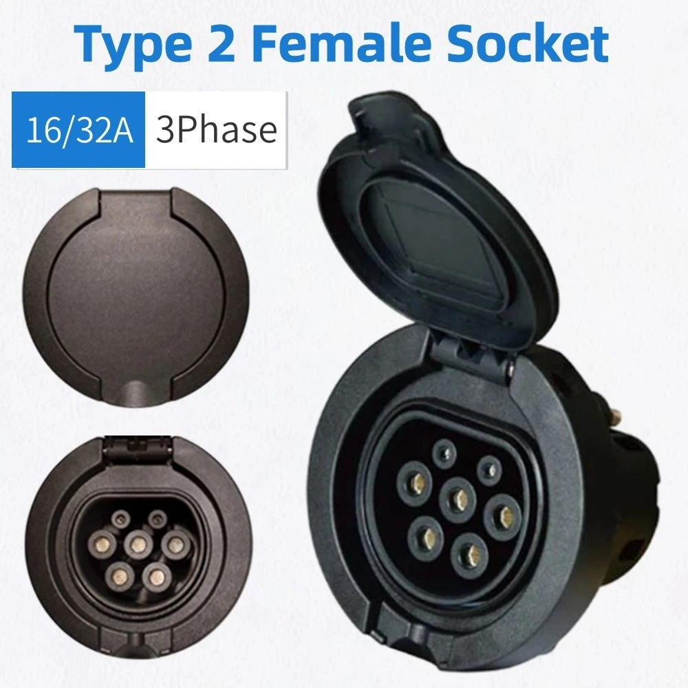 

EV Adapter Electric Vehicle Charger Type 2 IEC 62196-2 Female Socket Connector Outlet 3 Phase 16A 32A For Car Accessories