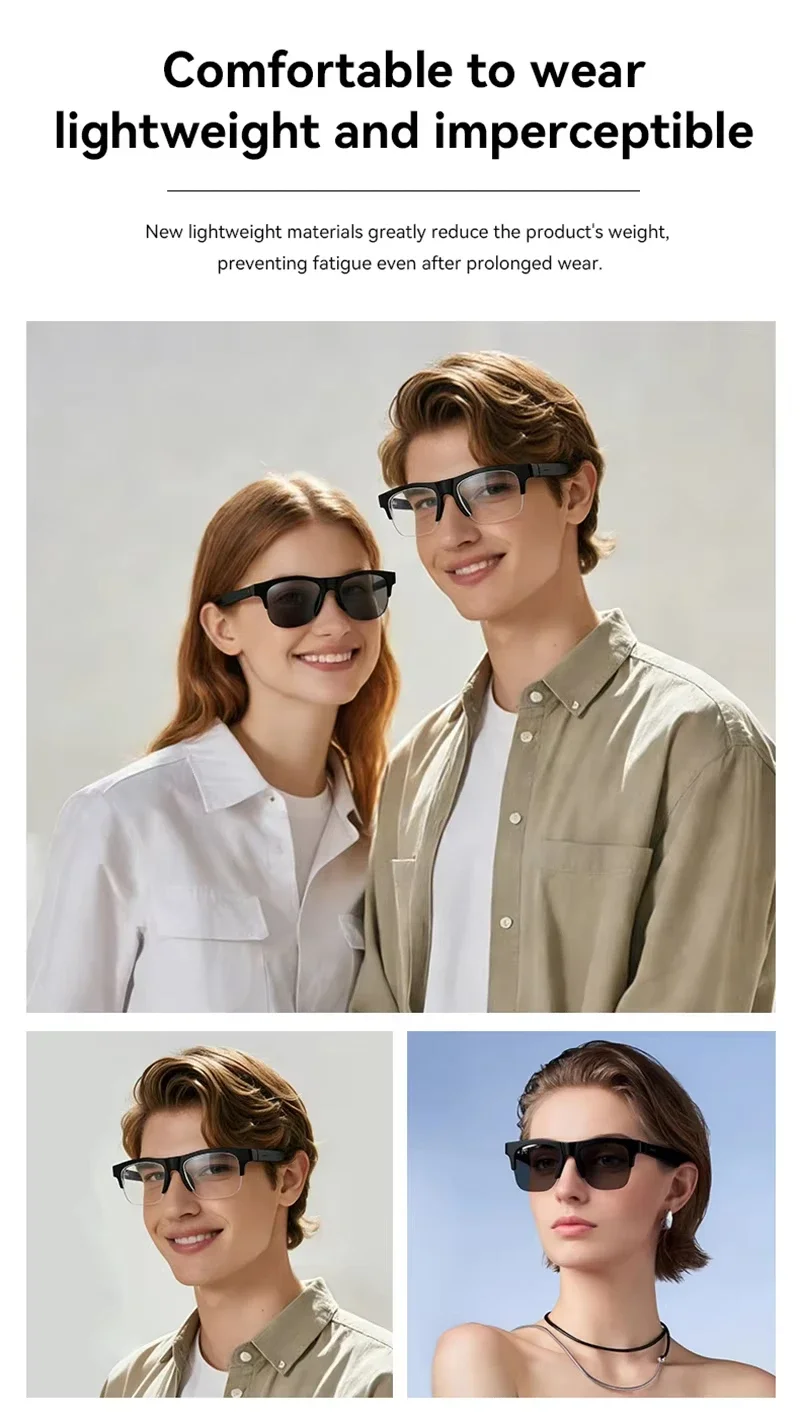 Lenovo Wireless AI Smart Glasses Touch Control Bluetooth Remote Photo Video Record Translator Voice Assistant óculos inteligente image 6
