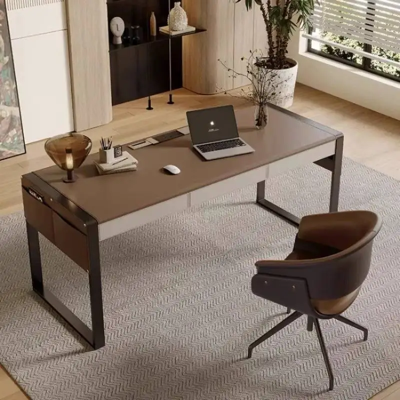

Luxury Metal Computer Desks Rectangular Modern Reading Study Gaming Desk Drawers Executive Mesas De Computador Office Furniture