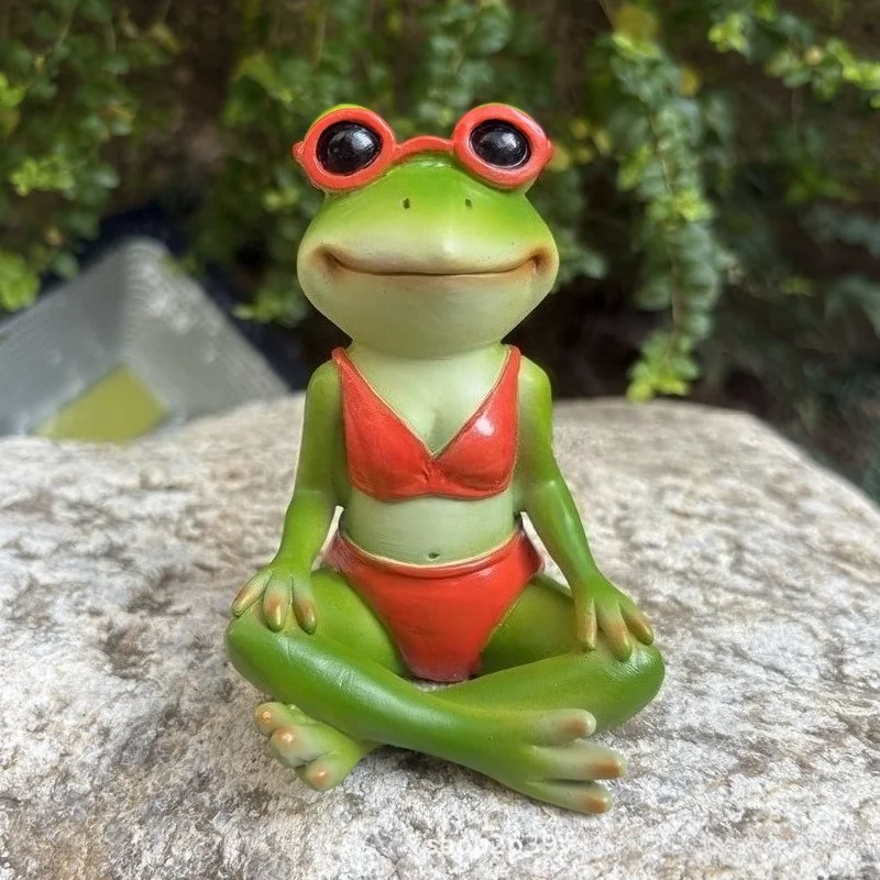 Cross-border new swimsuit frog ornament resin handicraft garden ornament garden pond decoration tabletop ornament