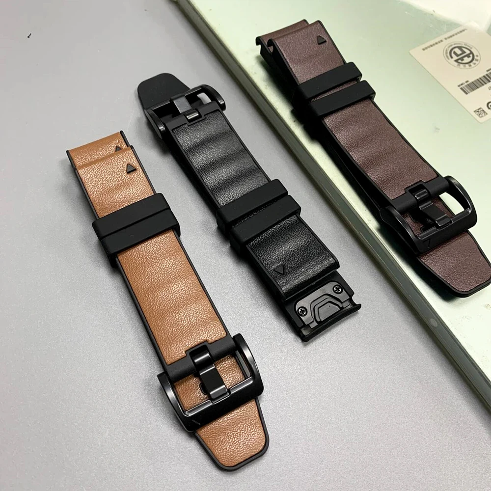 22 mm 26 mm Leder-Silikon-Sportarmband für Garmin Epix Pro/Enduro3 Fenix 8 pro E 7 7X 6 6X 5 5X puls Instinct 3 QuickFit Band