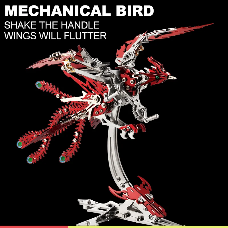 3D metal assembly mechanical bird biomimetic stainless steel 304 puzzle wings fire phoenix model kit gift student science toy