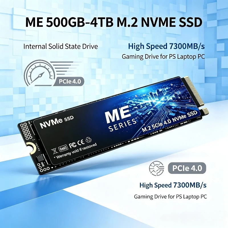 ME 500GB-4TB SSD M.2 NVMe Internal Solid State Drive High Speed 7300MB/s PCIe 4.0 Gaming Drive Works for PS Laptop PC Hard Disk