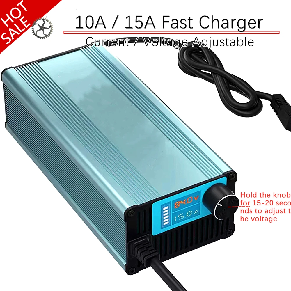 Curren Voltage Adjust 15A Li-ion Lifepo4 Lithium Battery Charger 13S 14S 16S 20S 24S scooter motorcycle bicycle fast charge part