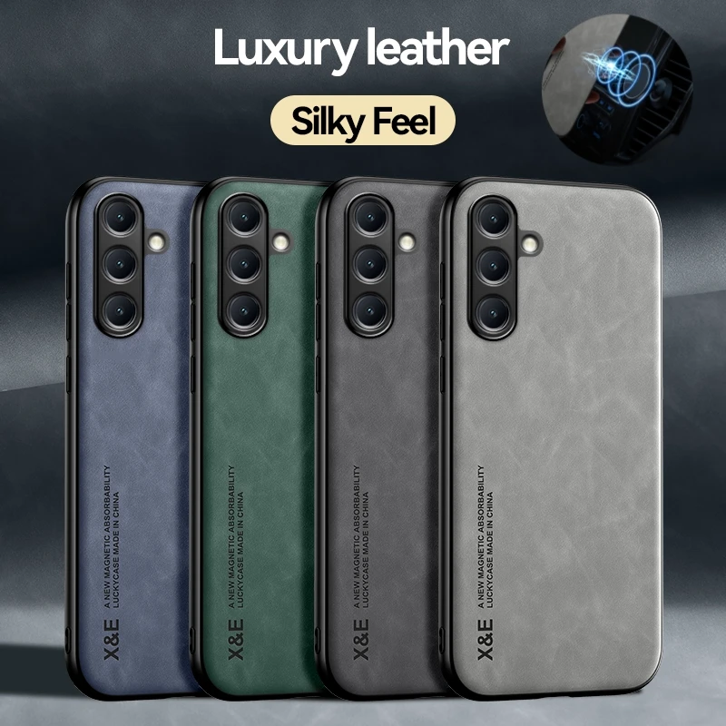 For Samsung Galaxy A16 5G Case Luxury Leather Shockproof Cover for Sumsung A16 A 16 GalaxyA16 Silicone Car Magnetic Holder Funda