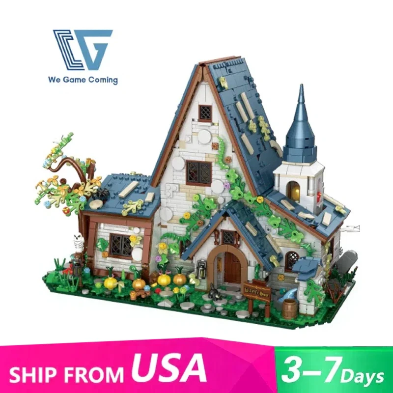 Bloques de construcción de casas medievales MOC, anillos de película, casa mágica, modelo arquitectónico, juguetes de montaje DIY para chico, regalo de Halloween, 2666 Uds.