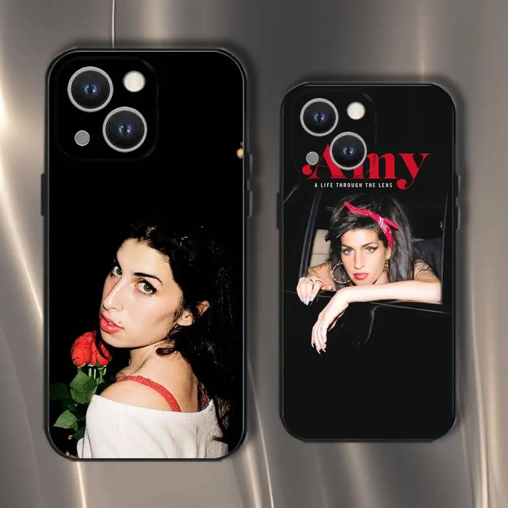 

Singer Amy Winehouse Phone Case For iPhone 16,15,14,13,12,11,Pro,XS,Max,XR,Plus,E,SE4,Mini Black Soft Cover