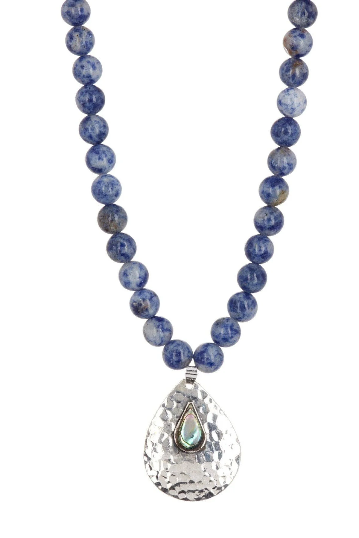 

Lapis Mala Prayer Beads Abalone Pendant Necklace