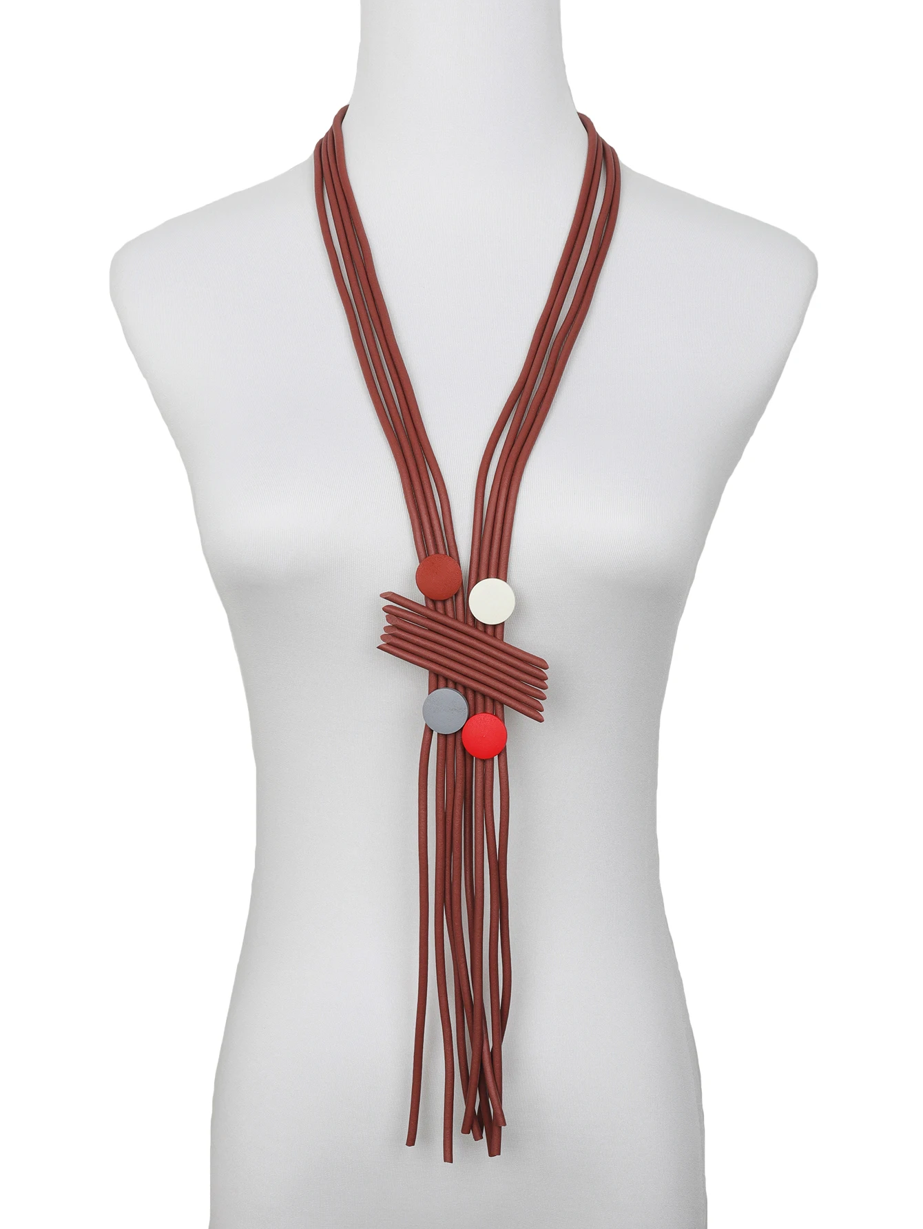 UKEBAY Neue Lange Quasten-Halsketten für Damen, Designer Handgefertigte Luxus-Anhänger-Halskette, Gummi-Schmuck, Holz-Accessoires Halsketten – Detail 14