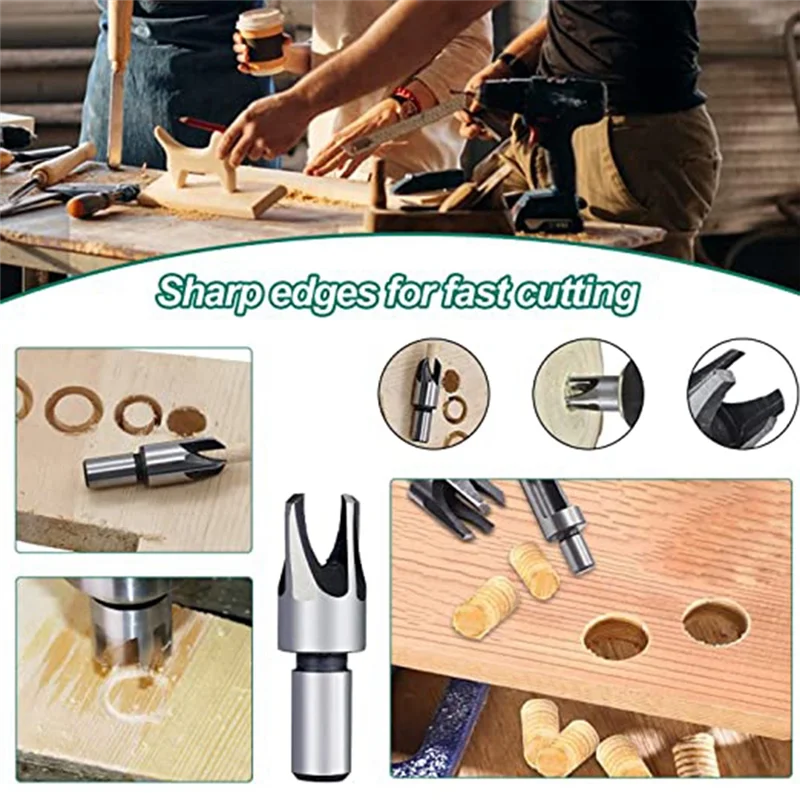 A43F-5 Buah Set Mata Bor Countersunk, 8 Buah Set Mata Bor Countersink Alat Pertukangan untuk Pekerjaan Kayu, DIY