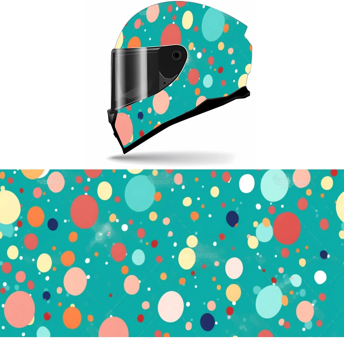 

Colorful Polka Dot Pattern Full Helmet Wrap Sticker Motorcycle Helmet Racing Graphic Decal Vinyl Wrap Helmet Decor Sticker