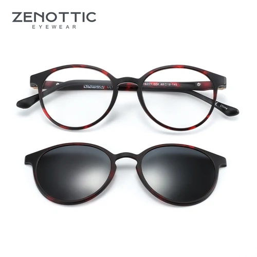Imagen 2 del producto ZENOTTIC gafas de sol polarizadas Clip magnético en monturas de gafas ópticas hombres gafas de sol para miopía 2 en 1 gafas graduadas para mujeres