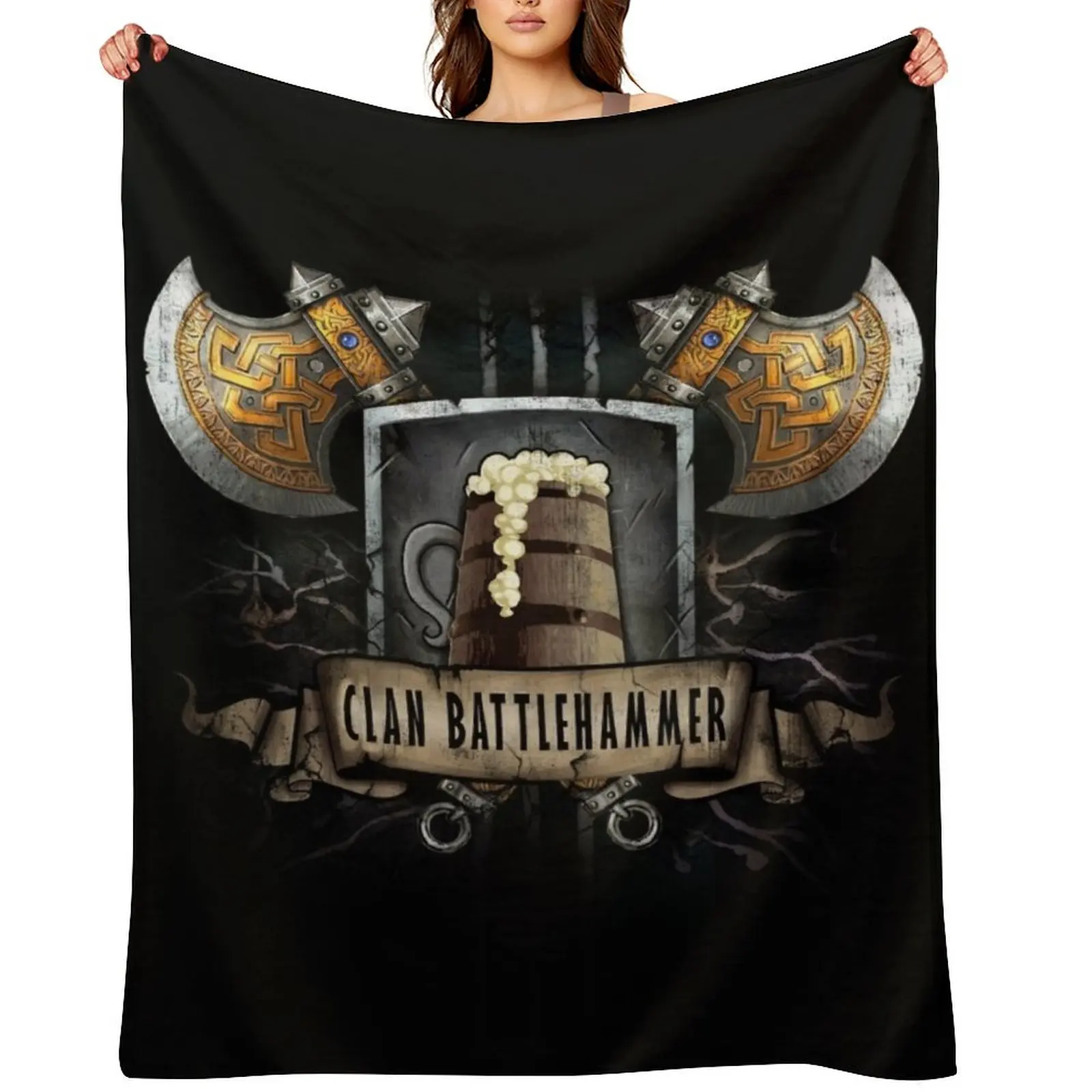 

Clan Battlehammer Mithral Hall Dwarf Faerun Fourthpeak Frost Hills Throw Blanket Flannel Summer Cute Plaid funny gift Blankets