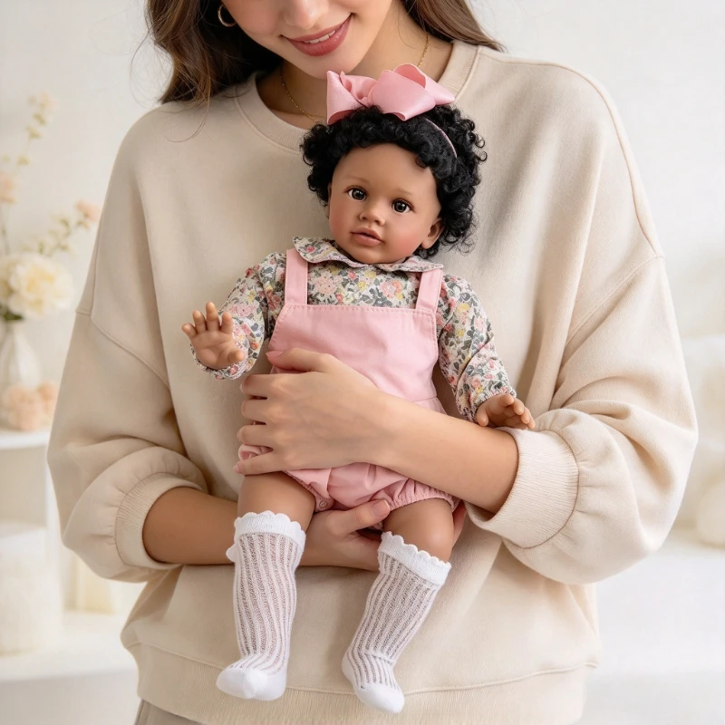 66CM Realistic Reborn Dolls Pippa Hand Rooted Hair Dark Skin  Painted Doll with Visible Veins Real Pictures Bebe Reborn