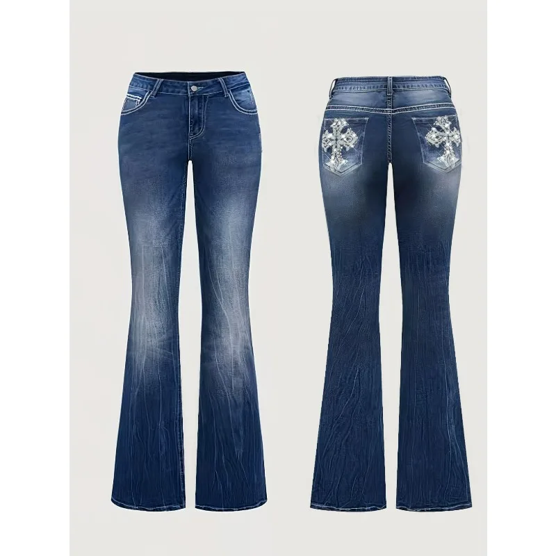 Spring Summer Women Vintage High Waist Casual Stretch Skinny Jeans High Quality Elastic Flare Jeans Female Y2K Denim Pencil Pant