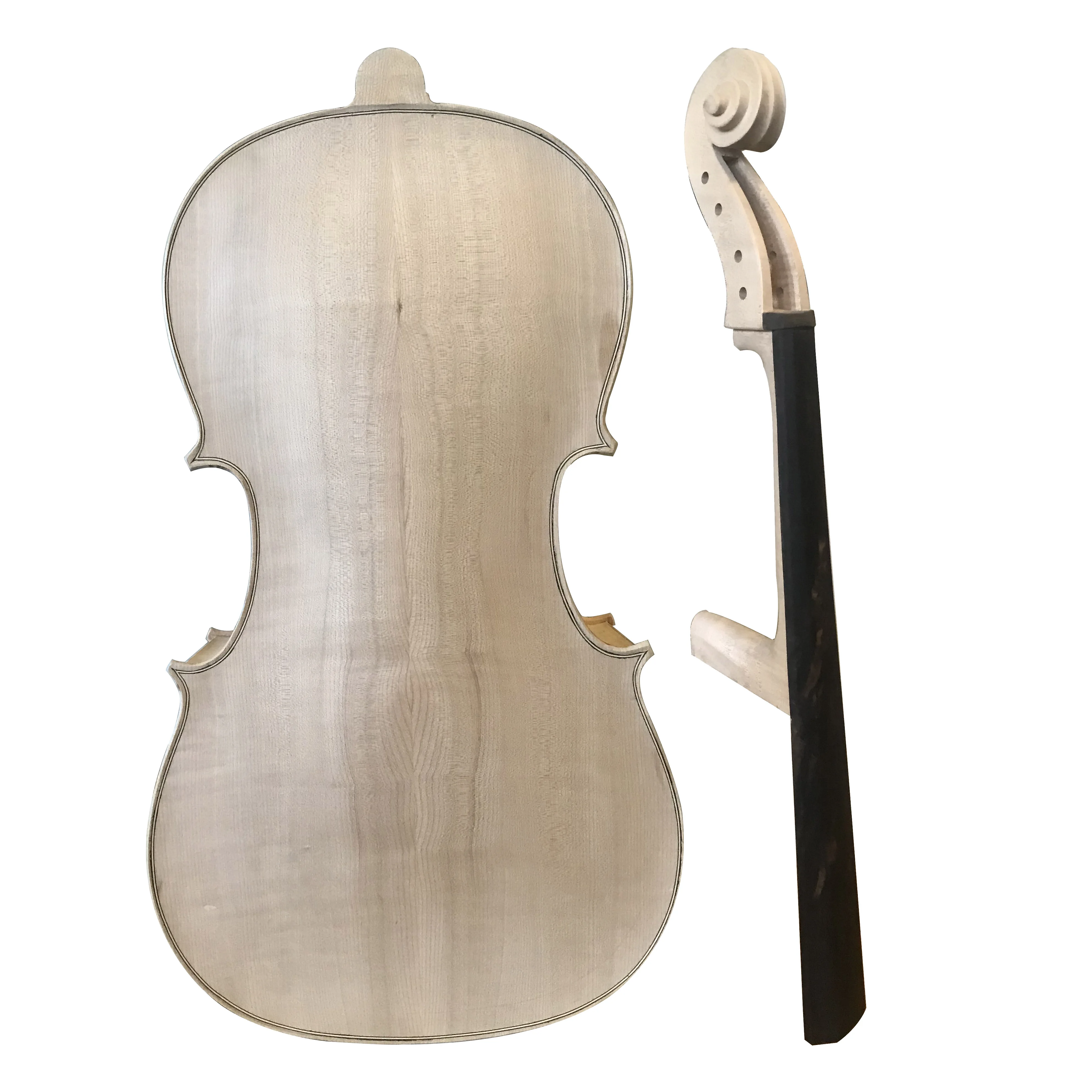 Semi Finished Cello Body and Neck Unfinished Maple Back Side,Spruce Panel,White Cello,1/4-4/4 Cello,Embryo Stradi Model,Handmade