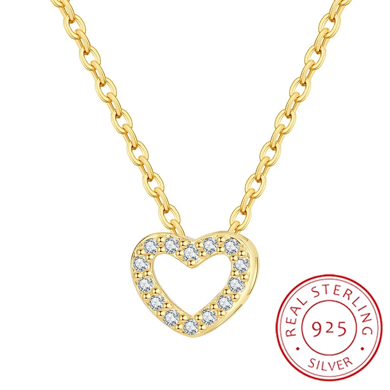 

2024 NEW Fashion 18K Gold Openwork Heart-Shaped Necklace Pendant For Women Sterling S925 Silver Anniversary Gift Jewelry