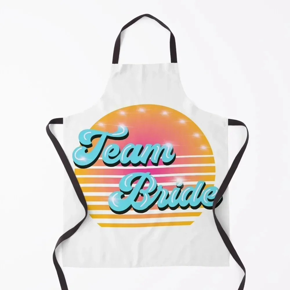 

Team Bride groovy vintage style Apron home women kitchen girl Waiter Uniforms Women's Kitchen Apron