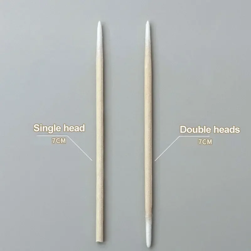 200/100Pcs Nails Wood Swab Clean Sticks Bud Tip 7/10cm Wooden Cotton Head Nail Polish Remover Manicure Detail Corrector Tool