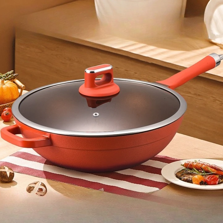 

Nonstick Deep Frying Pan with Lid, Skillet with Detachable Handle, Aluminum Saute Pan Non Toxic, Compatible with All Stoves