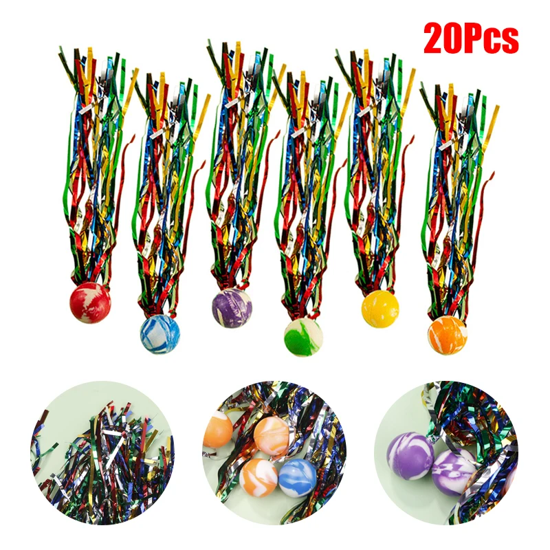 20 piezas bolas hinchables de 25mm con serpentinas coloridas, juguetes al aire libre para niños, recuerdos de fiesta de cumpleaños, regalos de piñata de Navidad y Acción de Gracias
