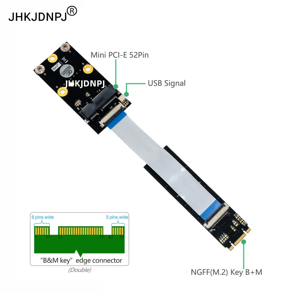 M.2 NGFF key B/M/B+M to Mini PCI-E Adapter with FFC Cable