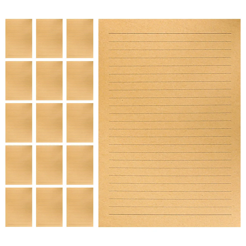

50 Pcs Vintage Stationery Letter Paper Retro Kraft Stationary Writing Lined
