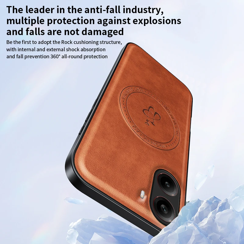 حافظة مغناطيسية للشحن اللاسلكي لهاتف Xiaomi Poco F7 5G غطاء حماية من جلد البولي يوريثان غلاف خلفي صلب Coque Funda