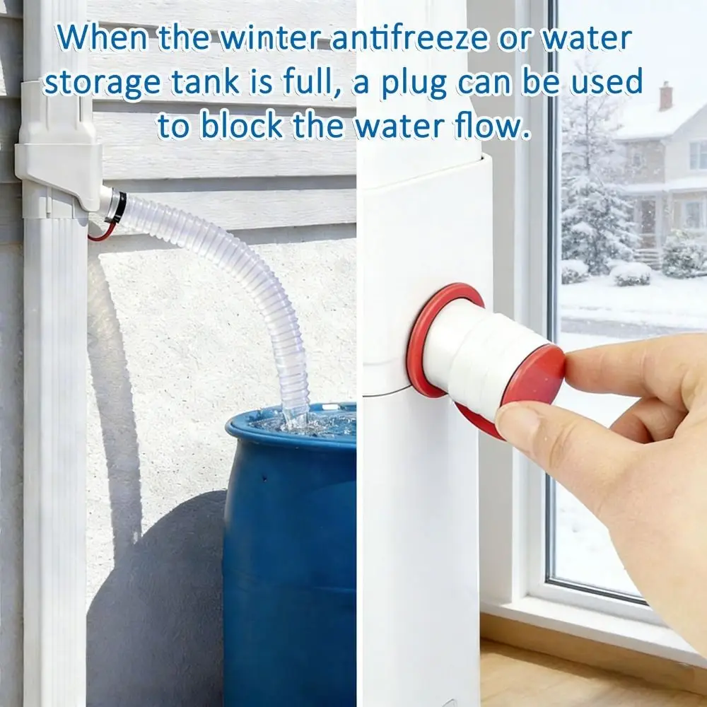 

Easy Install Rainwater Collection System Adjustable Filtration Valve Two Water Outlets Downspout Diverter System 5FT Hose