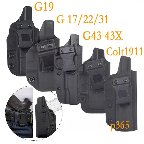 Tactical Inside Waistband Concealed Carry Holsters for GLOCK 17 19 22 26 43 43X Belt Clip Single Double Stack Right Hand Pouch